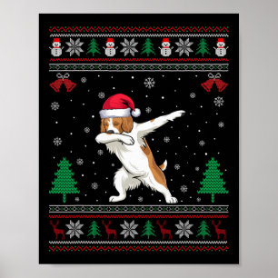 Dabbing Brittany Spaniel Hond Santa Hat Jongens Me Poster