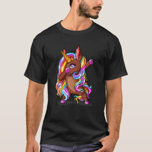 Dabbing Brown Skin Unicorn Cute African American W T-shirt