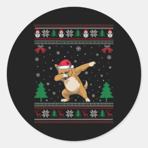 Dabbing Brussels Griffon Dog Santa Hat Boys Girls Ronde Sticker