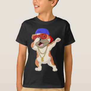 Dabbing Bulldog draagt honkbal Pet zonneschermen e T-shirt