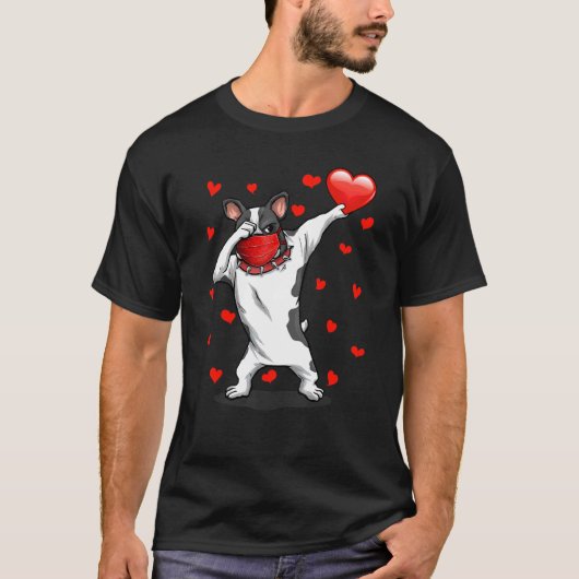Dabbing Bulldog Face Mask Dab Dance Funny Valentin T-shirt (Voorkant)
