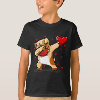 Dabbing Bulldog Face Mask Dab Dance Valentine Gift T-shirt
