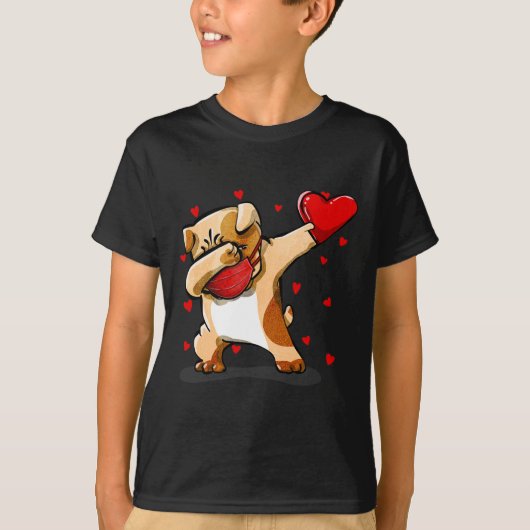 Dabbing Bulldog Face Mask Dab Dance Valentine Gift T-shirt (Voorkant)