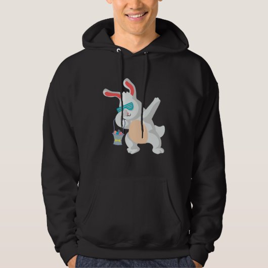 Dabbing Bunny 80 s Retro Sunglasses Rabbit Easter  Hoodie (Voorkant)