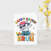 Dabbing Bunny Bruh Happy Easter Day Eggs Tiener Bo Kaart (Gele Bloem)