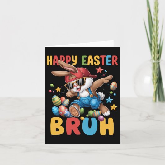 Dabbing Bunny Easter Bruh Meme Grappig Gezegde Tie Kaart (Voorkant)