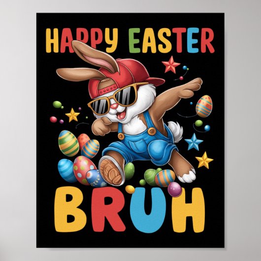 Dabbing Bunny Easter Bruh Meme Grappig Gezegde Tie Poster (Voorkant)