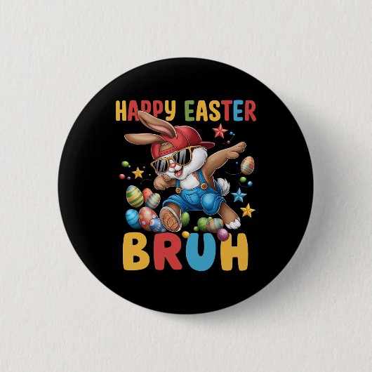 Dabbing Bunny Easter Bruh Meme Grappig Gezegde Tie Ronde Button 5,7 Cm (Voorkant)