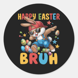 Dabbing Bunny Easter Bruh Meme Grappig Gezegde Tie Ronde Sticker