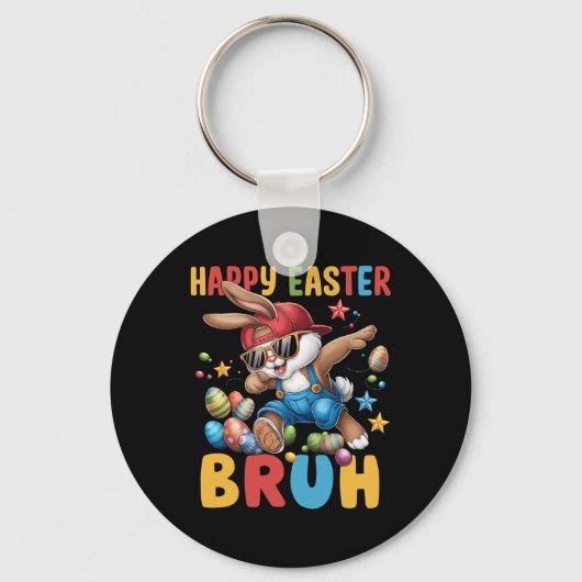 Dabbing Bunny Easter Bruh Meme Grappig Gezegde Tie Sleutelhanger (Voorkant)