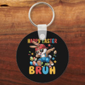 Dabbing Bunny Easter Bruh Meme Grappig Gezegde Tie Sleutelhanger (Voorkant)
