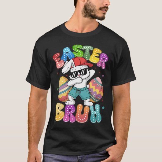 Dabbing Bunny Easter Bruh Meme Grappig Gezegde Tie T-shirt (Voorkant)