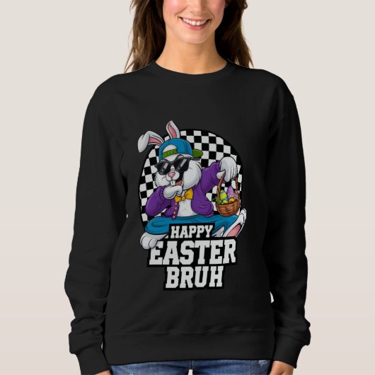 Dabbing Bunny Easter Bruh Meme Grappig Gezegde Tie Trui (Voorkant)