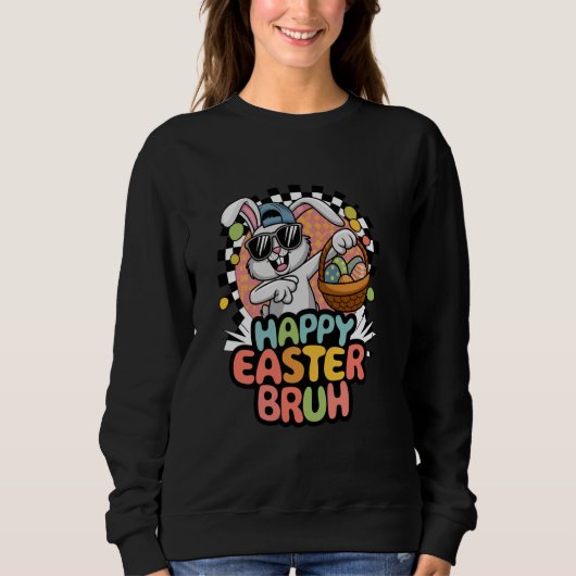 Dabbing Bunny Easter Bruh Meme Grappig Gezegde Tie Trui (Voorkant)