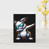 Dabbing Bunny Funny Easter Bunny Kaart (Gele Bloem)