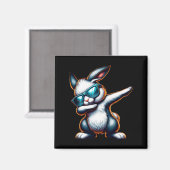 Dabbing Bunny Funny Easter Bunny Magneet (Voorkant / Achterkant)