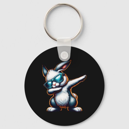Dabbing Bunny Funny Easter Bunny Sleutelhanger (Voorkant)