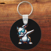 Dabbing Bunny Funny Easter Bunny Sleutelhanger (Voorkant)