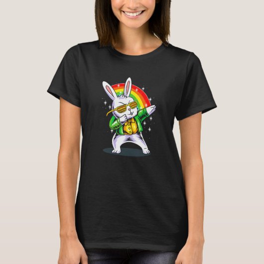 Dabbing Bunny Funny Happy St Patrick Day T-shirt (Voorkant)