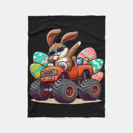 Dabbing Bunny Happy Easter Boys Kinder monstertruc Fleece Deken (Voorkant)