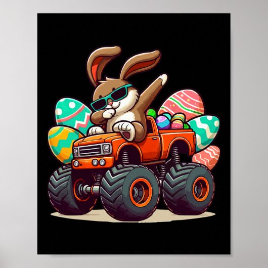 Dabbing Bunny Happy Easter Boys Kinder monstertruc Poster (Voorkant)