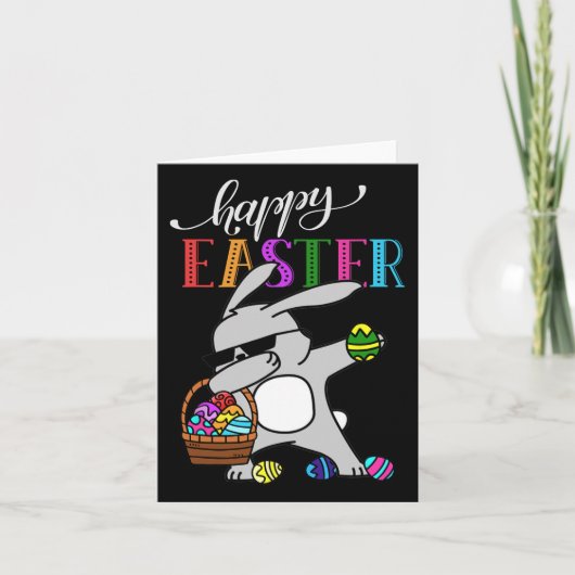 Dabbing Bunny Happy Easter Day Outfit Kaart (Voorkant)