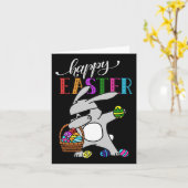 Dabbing Bunny Happy Easter Day Outfit Kaart (Gele Bloem)