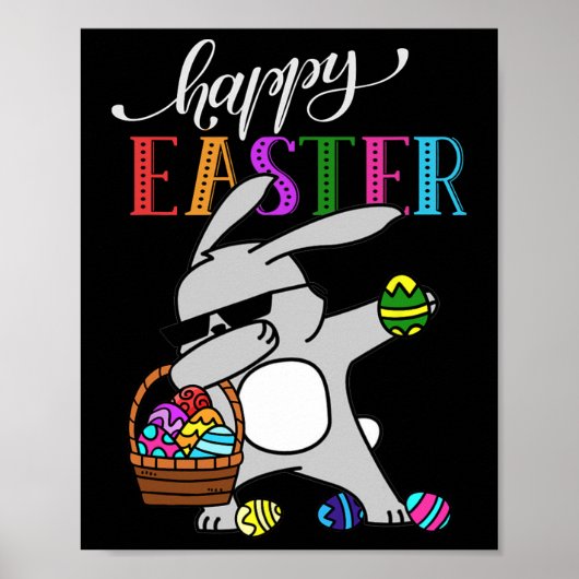 Dabbing Bunny Happy Easter Day Outfit Poster (Voorkant)