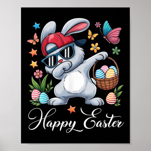 Dabbing Bunny Happy Easter Egg Hunting Peuter Kind Poster (Voorkant)