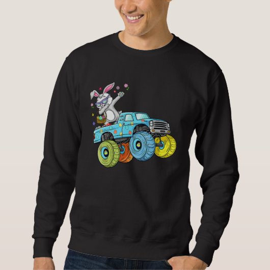 Dabbing Bunny Happy Easter Monster Truck  Kids Boy Trui (Voorkant)