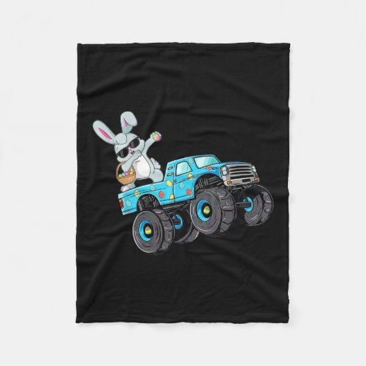 Dabbing Bunny Happy Easter Monster Truck Lovers Bo Fleece Deken (Voorkant)