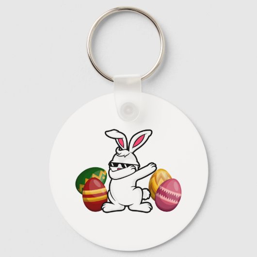 Dabbing Bunny Happy Pasen Sleutelhanger (Voorkant)