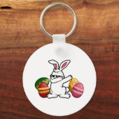 Dabbing Bunny Happy Pasen Sleutelhanger (Voorkant)