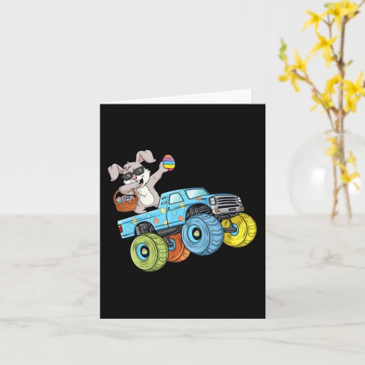 Dabbing Bunny Happy Paster Monster Truck Boys Girl Kaart (Gele Bloem)