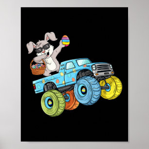 Dabbing Bunny Happy Paster Monster Truck Boys Girl Poster
