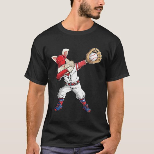 Dabbing Bunny Holding Baseball Ball Catcher Easter T-shirt (Voorkant)