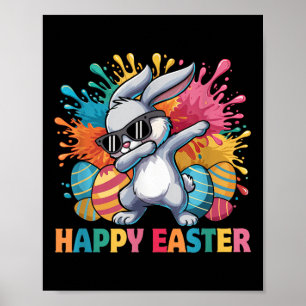 Dabbing Bunny Met Zonnebrillen Happy Easter Day Vo Poster