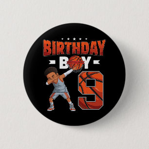 Dabbing Bysketbyll Speler 9 jaar oude jongen 9e ge Ronde Button 5,7 Cm