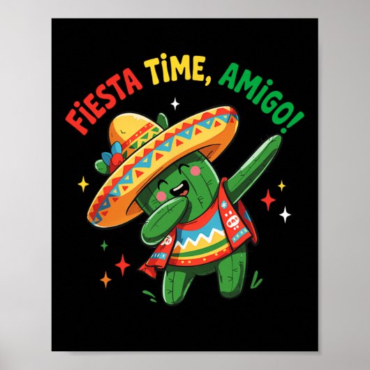 Dabbing Cactus Funny Cinco de Mayo Boys Kinder Man Poster (Voorkant)