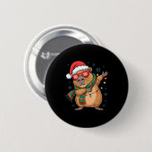 Dabbing Capybara Christmas Santa Hat Funny Holiday Ronde Button 5,7 Cm (Voorkant /achterkant)