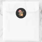 Dabbing Capybara Christmas Santa Hat Funny Holiday Ronde Sticker (Tas)