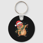 Dabbing Capybara Christmas Santa Hat Funny Holiday Sleutelhanger (Voorkant)