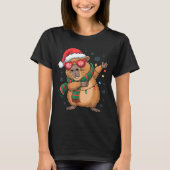 Dabbing Capybara Christmas Santa Hat Funny Holiday T-shirt (Voorkant)