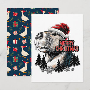 Dabbing Capybara Kerstman – Grappige Feestdagen Briefkaart