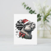 Dabbing Capybara Kerstman – Grappige Feestdagen  Briefkaart (Staand voorkant)