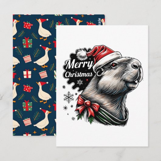Dabbing Capybara Kerstman – Grappige Feestdagen  Briefkaart (Voorkant / Achterkant)