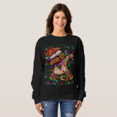 Dabbing Cat Fairy Lights Ugly KerstSweater Co Trui (Voorkant volledig)
