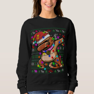 Dabbing Cat Fairy Lights Ugly KerstSweater Co Trui