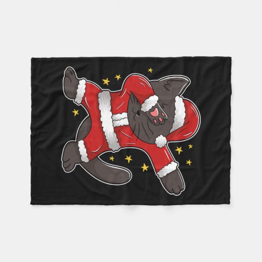 Dabbing Cat Santa - Grappige kerst Fleece Deken (Voorkant (Horizontaal))