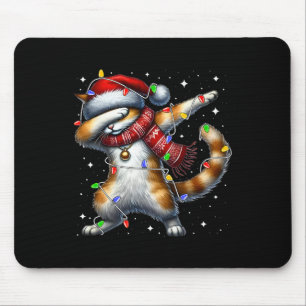 Dabbing Cat Santa Hat Kerstverlichting Vrouwen Man Muismat